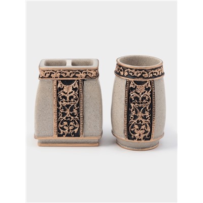 Аксессуары для ванной «Индийский слон», 4 предмета, дозатор, мыльница, 2 стакана, бежевые