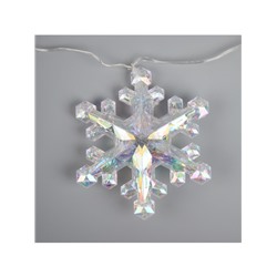 Гирлянда «Нить-грозди» 120 см, нить прозрачная, «Снежинки», 30 LED, 4.5В, батарейки ААх3 (нет в комплекте), свечение тёплое белое