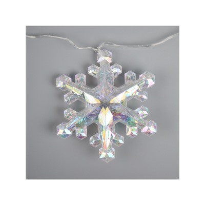 Гирлянда «Нить-грозди» 120 см, нить прозрачная, «Снежинки», 30 LED, 4.5В, батарейки ААх3 (нет в комплекте), свечение тёплое белое