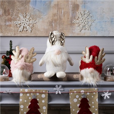 Светодиодная фигура «Гном белый» 20×24×10 см, текстиль, батарейки AG10×3 (в комплекте), свечение тёплое белое