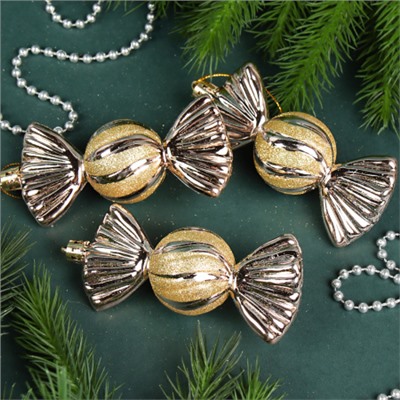 Елочное украшение Конфетка 3 штуки 10 см / 5624 /уп 120/ микс