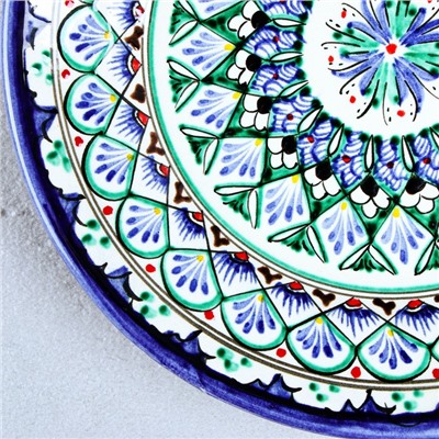 Тарелка Риштанская Керамика «Узоры», d=22 см, керамика, узор микс, синяя