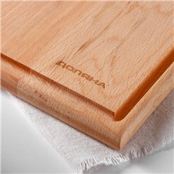 Доска разделочная Доляна «БУКовский», 30×20×2 см, дерево бук, с ручкой и кровостоком