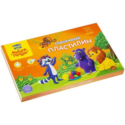 Пластилин «Мульти-пульти. Приключения Енота», 18 цветов, 360 г, со стеком, картонная упаковка