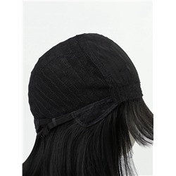 Парик искусственный, с чёлкой, имитация кожи, 30 см, 160 г, чёрный(#SHT3)