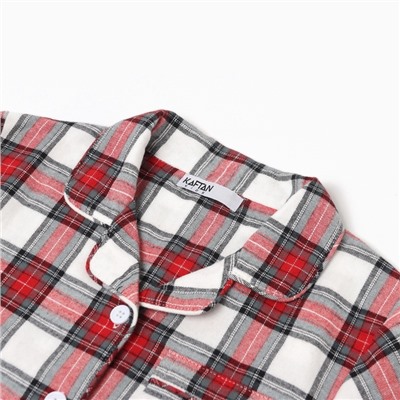 Пижама для девочки новогодняя из фланели (рубашка и брюки) KAFTAN, размер 30 (98-104 см), красно-белая