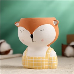 Декоративный горшок для цветов «Лисичка в жёлтом комбинезоне» керамический, 330 мл, 6×11 см