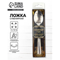 Ложка чайная с гравировкой «Любимый сын», в подарочной коробке, 3×14 см
