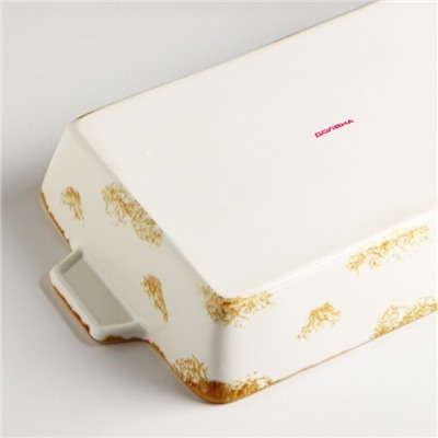 Форма для запекания Доляна Organic Gold, 2 л, 33×20.5×5.5 см, фарфор, белая