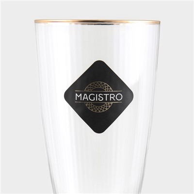 Бокал для шампанского «Орион», 300 мл, 7×27.5 см, стекло, с золотой отводкой, прозрачный