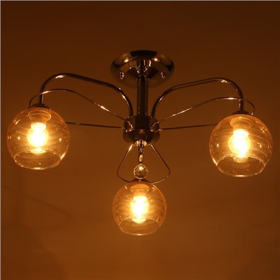 Люстра потолочная BayerLux «Анрия», 3хЕ27, 40 Вт, хром, 59×59×30 см