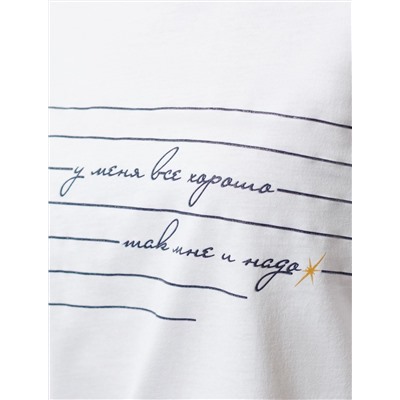 Футболка с принтом свободная из премиального 100% хлопка