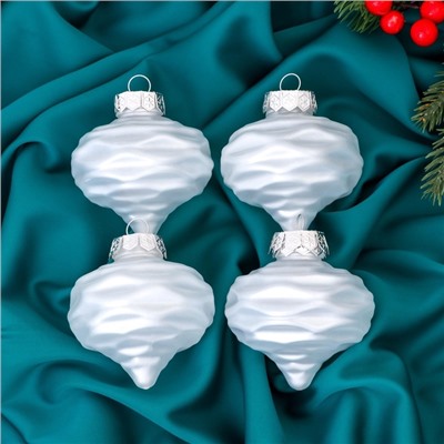 Ёлочные игрушки 4 шт. «Глория луковки волны» 7×7 см, белый