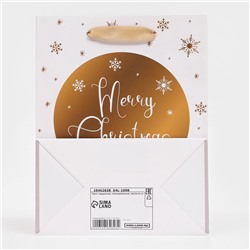 Пакет подарочный новогодний ламинированный «Золотые снежинки»,18×23×10 см