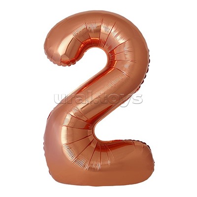 Шар (40''/102 см) Цифра, 2 Slim, Бронза, Металлик, 1 шт. в уп.