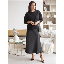 Свитшот из эластичного футера с принтом стразами