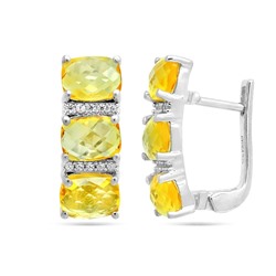 Серьги из серебра цитрин, Сардина