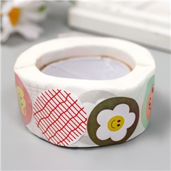 Наклейка бумага «Цветочки», d=2.5 см, 500 шт. в рулоне, 3×6.5×6.5 см
