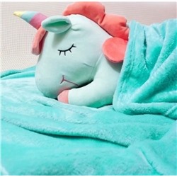 Игрушка Единорог с пледом 42см . Бирюзовая .