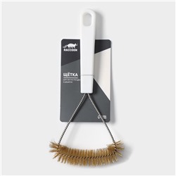 Щётка для чистки посуды и решёток-гриль Raccoon, металлическая щетина, 23.5×11 см, белая