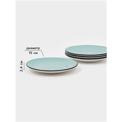 Набор тарелок Доляна Nature, 4 шт., d=19 см, керамика, голубые