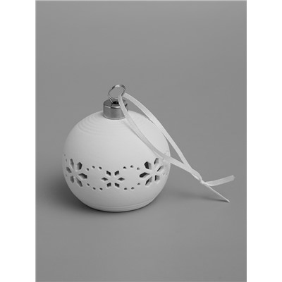 Ёлочный шар «Орнаменты», 6.9×6.9×5.9 см, 1 LED, керамика, от батареек LR44×2, свечение тёплое белое