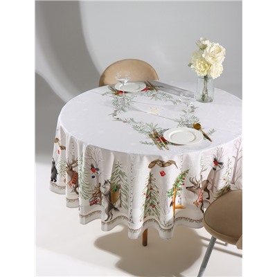 УЦЕНКА Скатерть Этель "Новогоднее чудо" d=220см +/-3см с ВГМО, 100%хл, саржа 190гр/м2