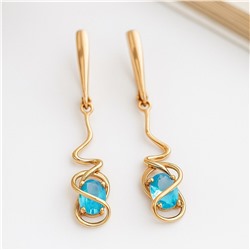 Серьги ювелирная бижутерия коллекция "Дубай" покрытие позолота, вставка: фианиты, цвет: голубой, арт.007.187