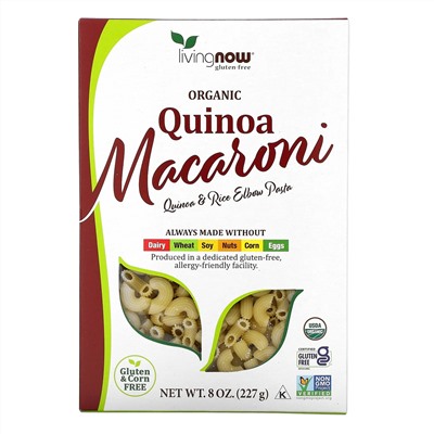Now Foods, органические макароны из киноа, без глютена, 227 г (8 унций)