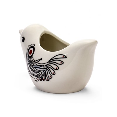 Декоративное кашпо для цветов «Птица», 250 мл, 10×7×16 см, керамическое, белое, Greengo