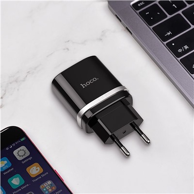 Адаптер Сетевой Hoco C12Q QC3.0 USB 3A/18W (black)