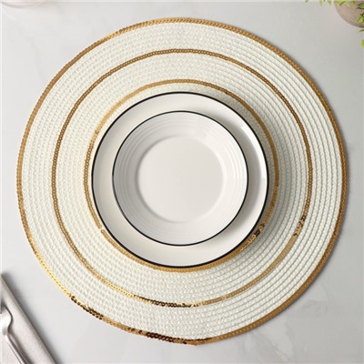 Салфетки сервировочные на стол Доляна, 4 шт., d=38 см, белые с золотым узором