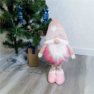Новогоднее украшение Гном на телескопических ножках 45/60 см розовый / SH026 /уп 48/