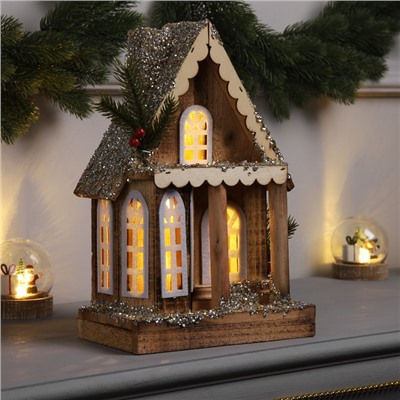 Фигура деревянная «Изба», 21×12×23 см, 5 LED, батарейки AAx2 (не в комплекте), свечение теплое белое