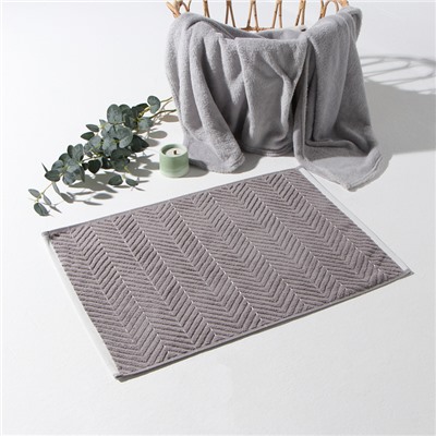 Коврик махровый «Этель» Lines, 50×70 см, хлопок 100%, светло-серый