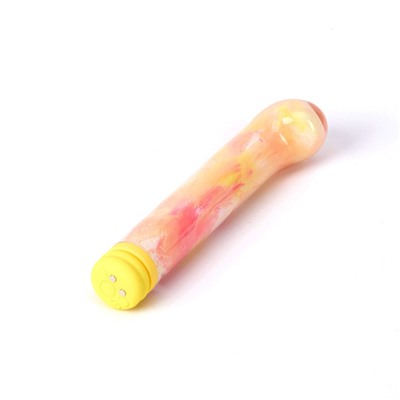 Желтый компактный вибратор из стекла Magic Cane - 12 см.