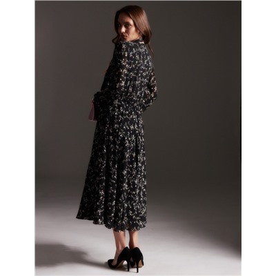 Платье с поясом миди женское MIST, размер 48, чёрное