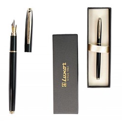 Ручка перьевая "TRIDENT" 0.7 мм синяя, золото/черный в подарочной упаковке 210091 Luxor