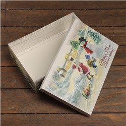 Коробка подарочная новогодняя складная, крышка-дно «С Новым Годом и Рождеством» 30×20×9 см