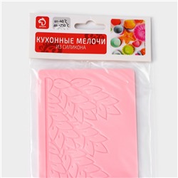 Коврик для айсинга Доляна «Листья», силикон, 37.5×8×0.1 см, розовый