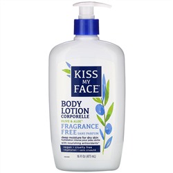 Kiss My Face, Body Lotion, Olive & Aloe, Fragrance Free, 16 fl oz (473 ml)