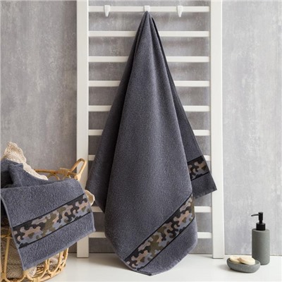 Полотенце махровое Love Life «Милитари» 70×130 см, 100% хлопок, 360 г/м², серое