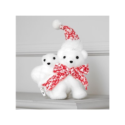 Светодиодная фигура «Медведица с медвежонком» 20×17×9 см, флок, батарейки CR2032×2 (не в комплекте), свечение тёплое белое