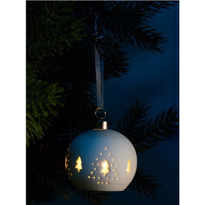 Ёлочный шар «Ёлочки», 6.9×6.9×5.9 см, 1 LED, керамика, от батареек LR44×2, свечение тёплое белое