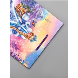 Пакет подарочный новогодний ламинированный, «Снегурочка ждет Деда Мороза», 18×10×22.3 см