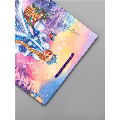 Пакет подарочный новогодний ламинированный, «Снегурочка ждет Деда Мороза», 18×10×22.3 см