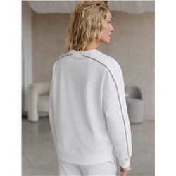 Свитшот с лампасами и разрезами из эластичного футера двухнитки без начеса