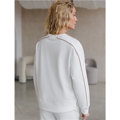 Свитшот с лампасами и разрезами из эластичного футера двухнитки без начеса