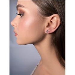 Серьги-пусеты из серебра с фианитами родированные - Самолёты 925 пробы 12-1275