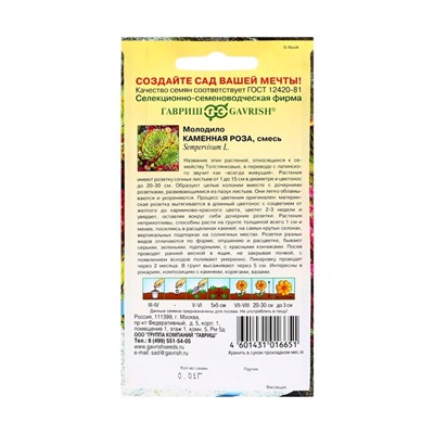 Семена цветов Молодило "Каменная Роза", ц/п,  0,01 г